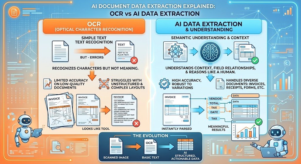 AI Document Data Extraction Explained: OCR vs AI Data Extraction in 2026