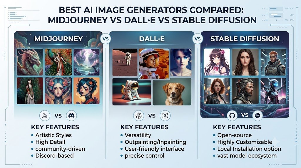 Best AI Image Generators Compared: Midjourney vs DALL·E vs Stable Diffusion