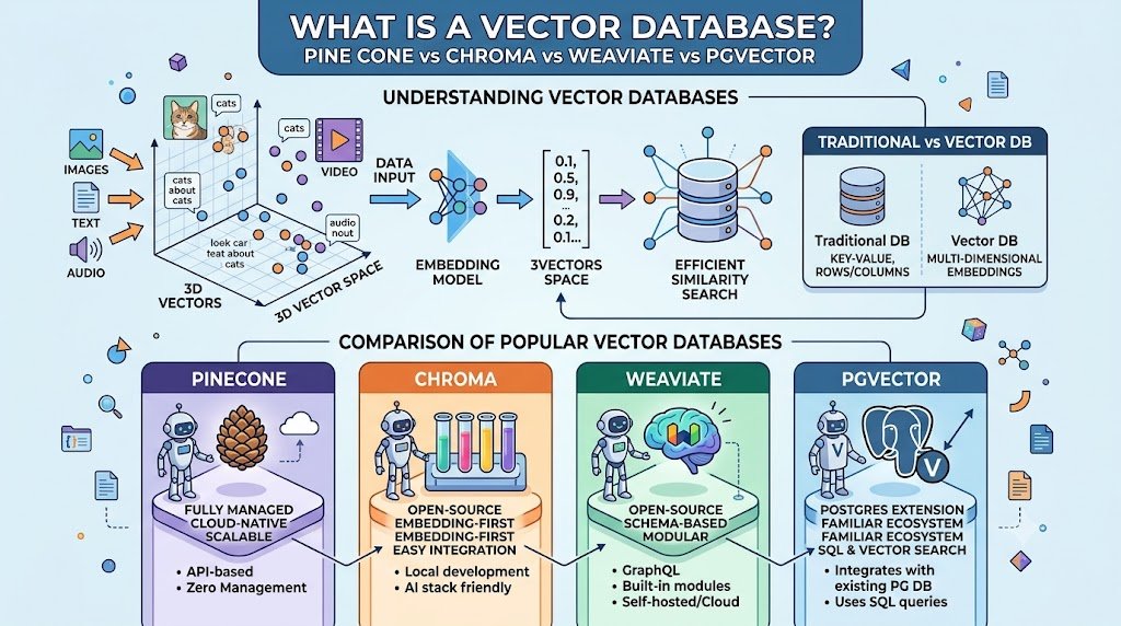 What Is a Vector Database? Pinecone vs Chroma vs Weaviate vs pgvector