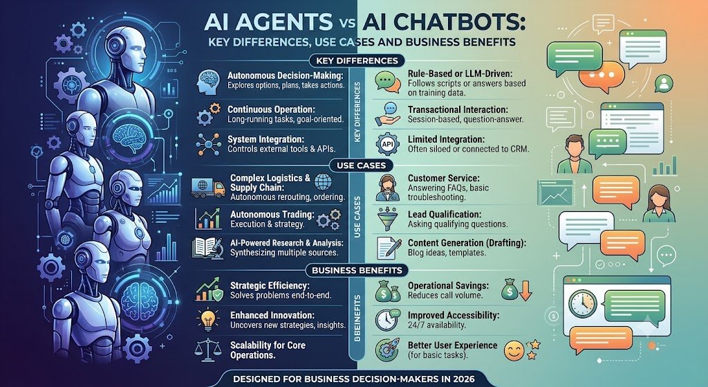 AI Agents vs AI Chatbots: Key Differences, Use Cases and Business Benefits