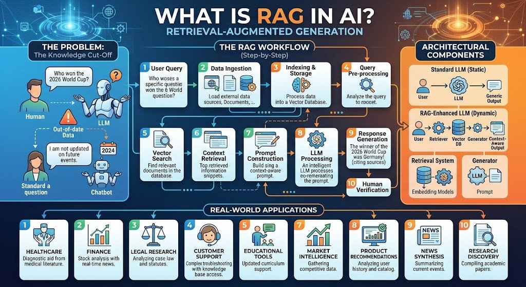 What Is RAG in AI? Architecture, How It Works and Real-World Applications