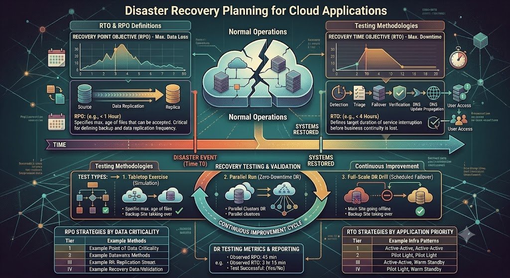 Disaster Recovery Planning for Cloud Applications: RTO, RPO and Testing